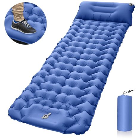 Matelas de camping gonflable extra épais (10 cm) avec oreiller intégré et pompe intégrée, compact, ultraléger et imperméable, idéal pour la randonnée, le camping, les voyages et le trekking.