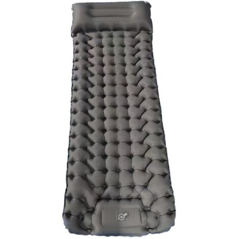 Matelas de camping gonflable pliable avec pompe à pied (gris)