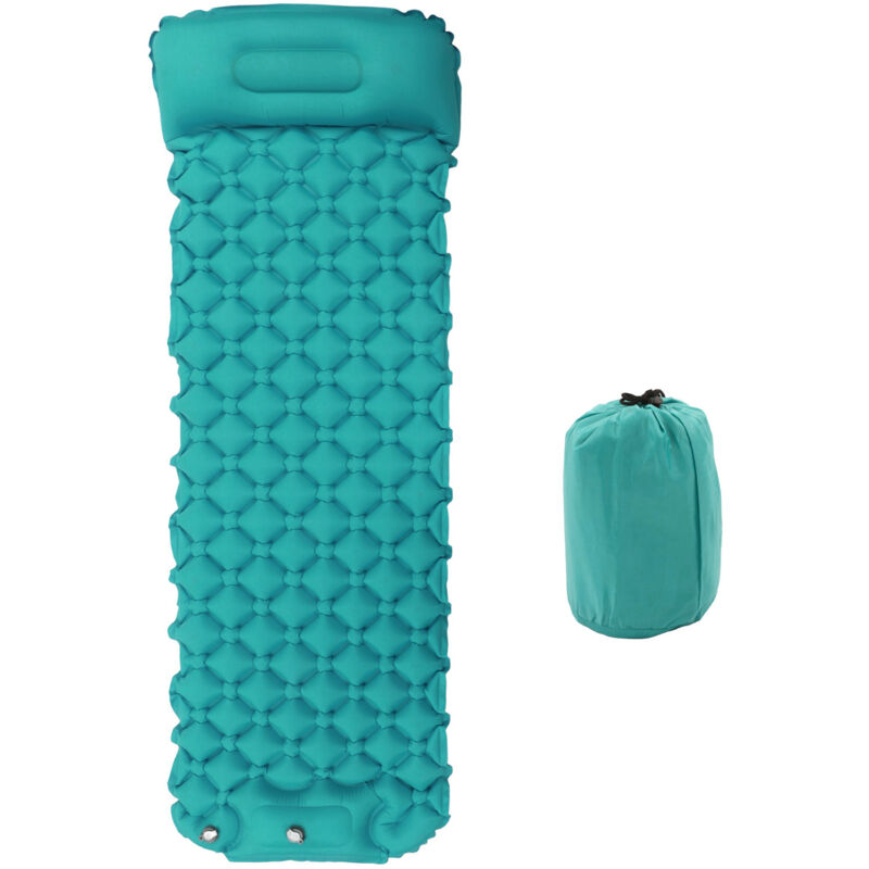 Matelas de Camping Gonflable Ultraléger avec Pompe Intégrée - Bleu Paon pour Randonnée et Plein Air