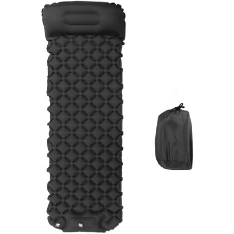 Matelas de Camping Gonflable Ultraléger avec Pompe Intégrée - Tapis de Sol Randonnée, Gris Foncé