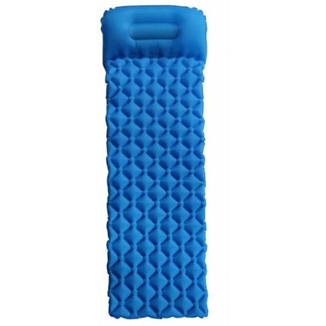 Matelas de Camping, Tapis de Couchage avec Oreiller de Camping Couchage D’air Ultraléger pour Camping, Voyage, Randonnée（bleu）
