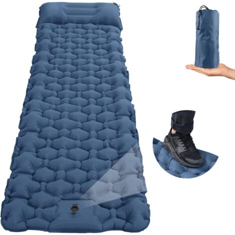 Matelas de couchage camping auto-gonflable avec pompe à pied, matelas pneumatique épaissi 200  70  8 cm, tapis de couchage ultra-léger, résistant à l'humidité, matelas de camping pour la randonnée, le