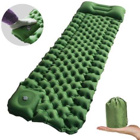 Matelas de couchage de camping avec oreiller Matelas de couchage ultra-léger avec pompe Coussin d'air extérieur durable et imperméable