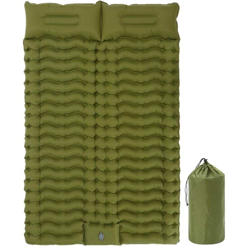 Matelas de couchage double pour 2 personnes, compact, extra épais, avec coussin, pompe à pied intégrée, imperméable, auto-gonflant pour camping,