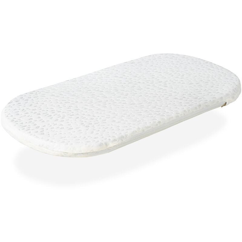 Matelas de Couffin 75x40 Epaisseur 3 cm 2 in 1:Matelas pour Landau,Nacelle,Berceau + protege matrelas- Dehoussable, Noetau en mousse perforee et