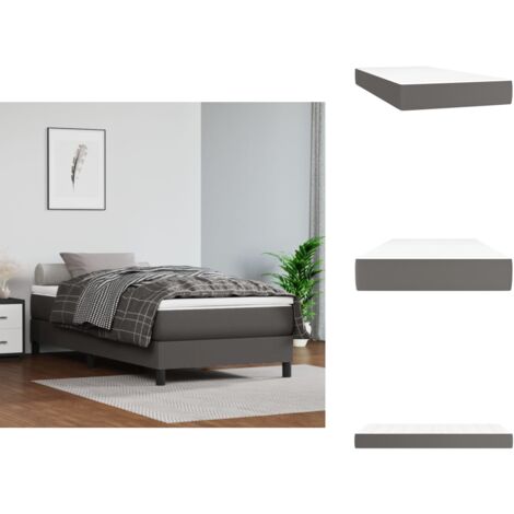 Matelas de lit à ressorts ensachés Gris 90x190x20 cm Similicuir - Matelas - Matelas À Ressorts Ensachés - Matelas Gris - Matelas Confortable - Matelas Support Moyen Dur