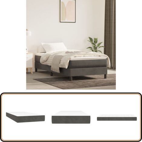 Matelas de lit à ressorts ensachés Gris foncé 80x200x20 cm - Matelas À Ressorts Ensachés - Matelas Moelleux - Matelas Soutien Lombaire - Matelas Double - Literie