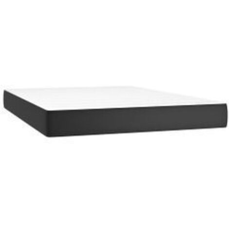 Matelas de lit à ressorts ensachés Noir 140x190x20 Similicuir