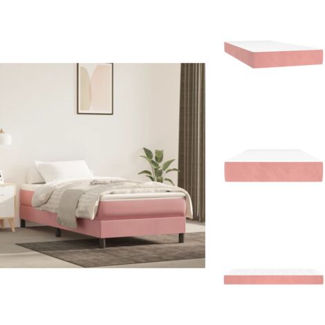 Matelas de lit à ressorts ensachés Rose 100x200x20 cm Velours - Matelas À Ressorts Ensachés - Matelas Moelleux - Matelas Velours - Literie - Sommeil Réparateur