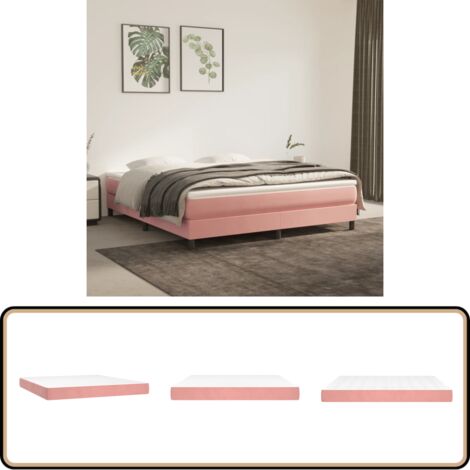 Matelas de lit à ressorts ensachés Rose 160x200x20 cm Velours - Matelas - Matelas À Ressorts Ensachés - Matelas Velours - Matelas Double - Literie