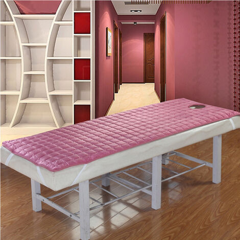 Matelas de lit épais pour Salon de beauté, drap de Table de Massage antidérapant, doux pour la peau, couverture de lit de SPA avec trou,Rose,70x190