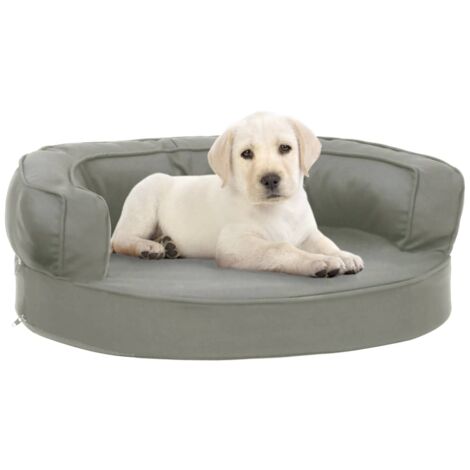 Matelas de lit ergonomique de chien 60x42 cm Aspect de lin Gris CFW804272