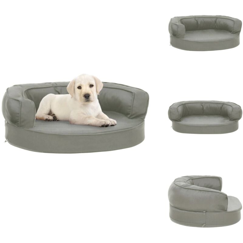 Matelas de lit ergonomique de chien 60x42 cm Aspect de lin Gris - Matelas Pour Chien - Panier Pour Chien - Couchage Pour Chien - Lit Pour Chien