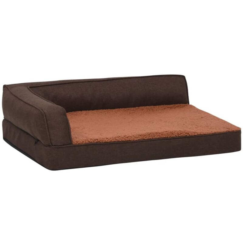Matelas de lit ergonomique de chien 60x42 cm Polaire aspect lin Vidaxl