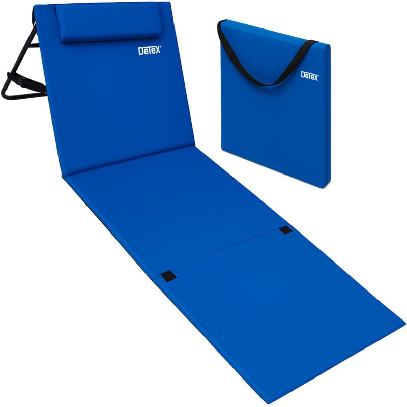 Deuba - Tapis de Plage Matelas Plage Dossier réglable Sangle Transport 158cm x 56cm Bleu