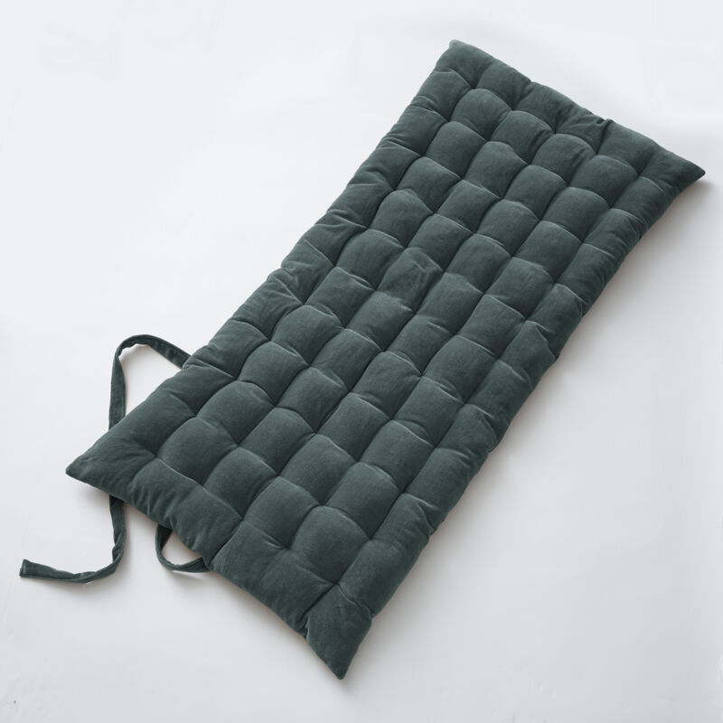 L'effet Papillon - Matelas de sol 60 x 120 velours de coton césar ardoise Gris foncé