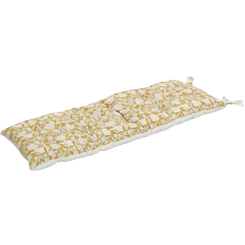 Aubry Gaspard - Matelas de sol en coton imprimé jaune et blanc