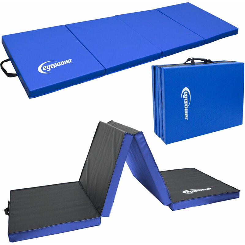 Eyepower - 180x60 Tapis de Gymnastique Pliable - Tapis Gymnastique Epais 5cm Tapis de Sport - blau