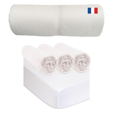 Matelas de voyage 60x120 cm + 3 Draps housse Coton + 2 Alèses