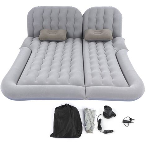 Matelas de voyage gonflable multifonction 2 en 1, coussin de repos doux en PVC floqué pour voiture SUVGray