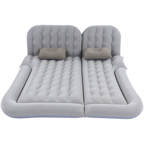 Matelas de voyage gonflable multifonction 2 en 1 en PVC floqué, coussin de repos moelleux pour voiture SUVGray