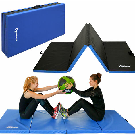 Matelas d'entrainement RG20 220x110x5cm épais pliant portable Bleu-Noir