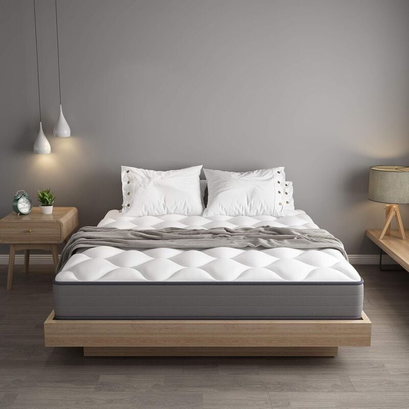 Matelas 160x200 Dewinner Ressorts ensachés - Mousse mémoire - Epaisseur 20cm - Blanc