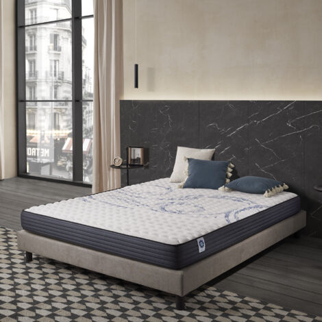 Matelas Dream Komfort 140x190 cm - Technologie Blue Latex et mousse HR à mémoire de forme - Réversible - 7 zones - Respirant