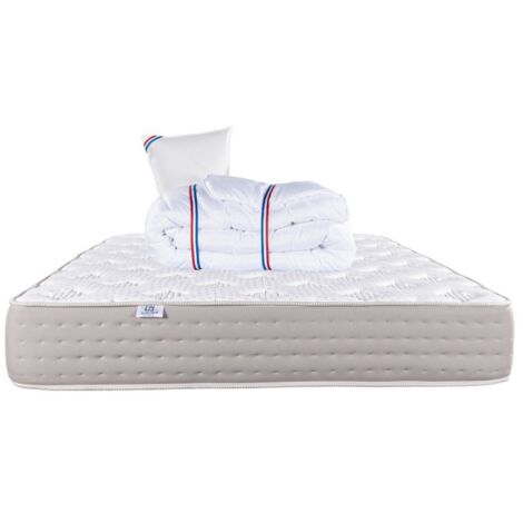 Matelas Dreamlux, 26 cm , ressorts ensachés, mousse haute densité, indépendance du couchage, face été/hiver + Oreiller + Couette, 90x190cm