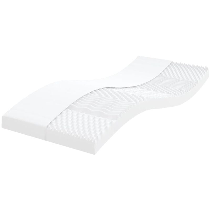 Matelas en mousse blanc 80x200 cm 7 zones dureté 20 ild