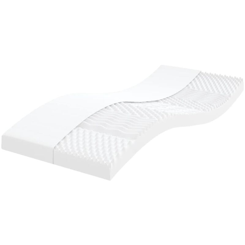 vidaXL Matelas en mousse blanc 90x200 cm 7 zones dureté 20 ILD