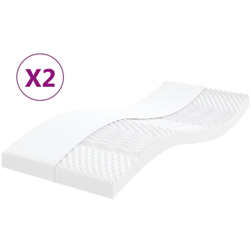 vidaXL Matelas en mousse 2 pcs blanc 90x190 cm 7 zones dureté 20 ILD