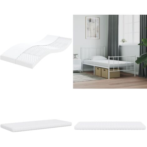 Matelas en mousse blanc 80x200 cm 7 zones dureté 20 ILD - Matelas Mousse - Matelas Double Zone - Matelas Support Lombaire - Literie Blanche - Sommier Tapissier Compatible - Home & Living