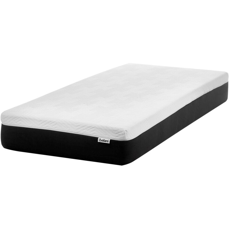 Matelas en Mousse de Gel Ferme avec Housse Amovible Fermeture Éclair 90 x 200 cm en Polyester Blanc et Noir Spongy