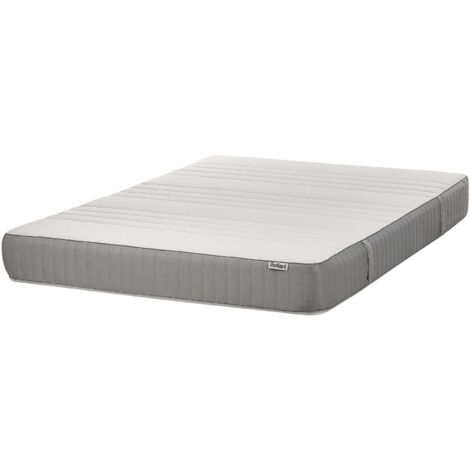 Matelas en Mousse Latex Ferme avec Housse Amovible Fermeture Éclair 140 x 200 cm Polyester Blanc et Gris Fantasy