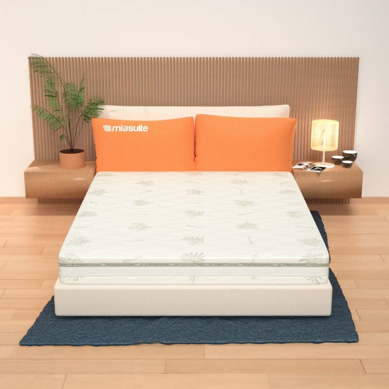 Miasuite - Matelas 180x200 Mousse à Forme de Mémoire Dehoussable, Haut de 25 cm - 100 % Aloe Vera Evolution