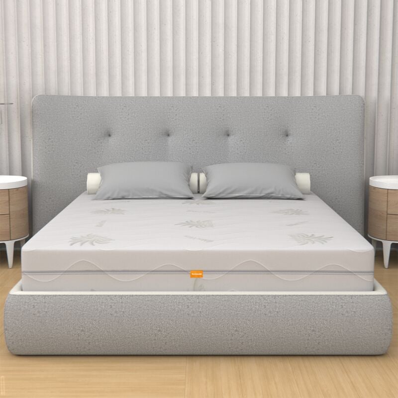 Miasuite - Matelas 140x200 Mousse à Mémoire de Forme Déhoussable, Hauteur 25 cm - 100% Aloe Vera Premium