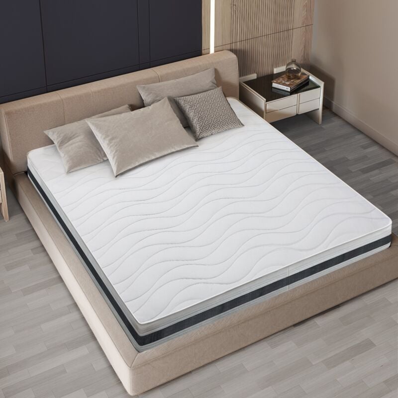 The White Stone - Matelas 180 x 200 en Waterfoam Hypoallergénique Hauteur 20 cm Rembourrage en ouate et revêtement en tissu 3D respirant,