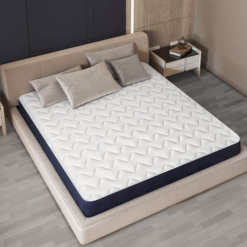 The White Stone - Matelas 130 x 190 en Waterfoam Hypoallergénique Hauteur 10 cm Rembourrage en ouate et revêtement en tissu 3D respirant,