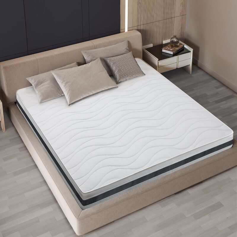 The White Stone - Matelas 140 x 200 en Waterfoam Hypoallergénique Hauteur 20 cm Rembourrage en ouate et revêtement en tissu 3D respirant,
