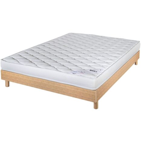 Matelas et sommier 140x190 Mousse - Marly - Soutien ferme - Sommier en kit - Chêne