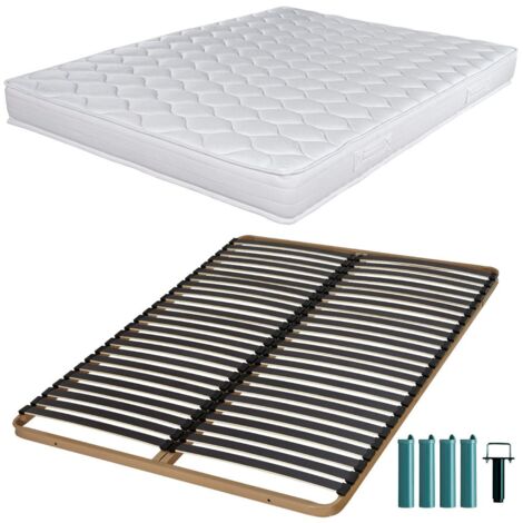 Matelas et sommier 140x190 Mousse - Montana - Soutien medium - Fabriqué en France