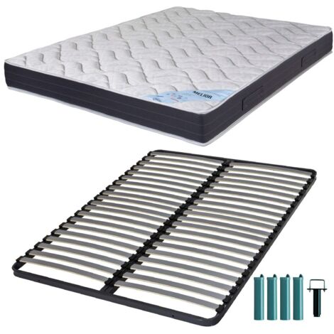 Matelas et sommier 140x200 Mousse - Melior - Soutien ferme - Fabriqué en France