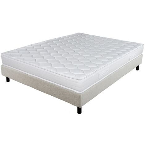 Matelas et sommier 160x200 Mousse - Newkit - Soutien medium - Sommier démonté - Crème