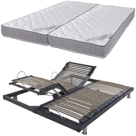 Matelas et sommier 2x70x190 Mousse - S50 - Soutien medium - Fabriqué en France
