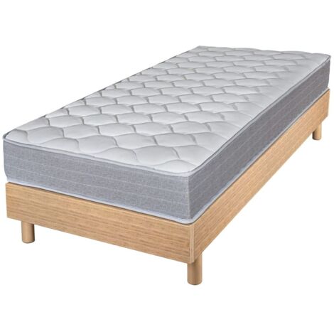 Matelas et sommier 90x190 Madere - Decokit - Soutien ferme - Sommier en kit - Chêne