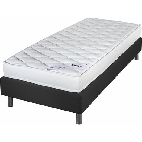 Matelas et sommier 90x190 Marly - Newkit - Soutien ferme - Sommier démonté - Gris