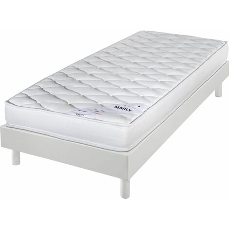 Matelas et sommier 90x190 Mousse - Marly - Soutien ferme - Sommier démonté - Blanc