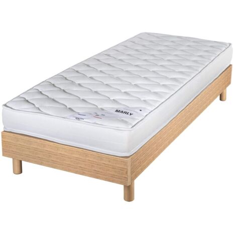 Matelas et sommier 90x190 Mousse - Marly - Soutien ferme - Sommier en kit - Chêne