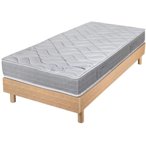 Matelas et sommier 90x190 Mousse - Maryland - Soutien ferme - Sommier en kit - Chêne